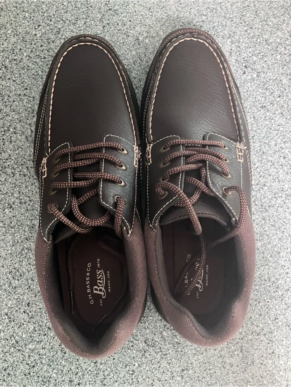 G.H. Bass & Co. Dark Brown Leather Moc Toe Boat Shoes